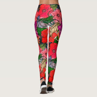 Legging Pernas de Impressão de Flor para Mulheres