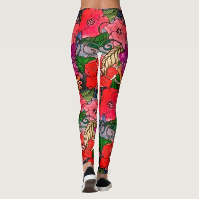 Legging Pernas de Impressão de Flor para Mulheres (Verso)