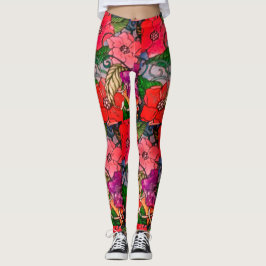 Legging Pernas de Impressão de Flor para Mulheres