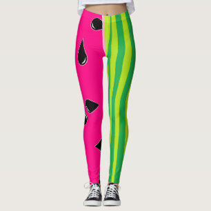 Legging Pernas de Impressão de melancia cor-de-rosa e verd