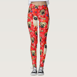 Legging Pernas de Impressão de Red Pug