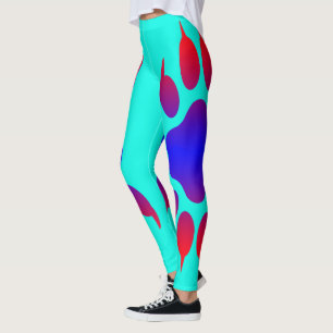Legging Pernas de Impressão de Turquesa de Pé-Tigre