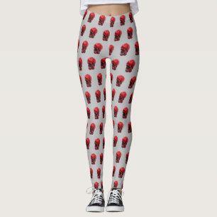 Legging Pernas de Impressão do Halloween do Caveira Vermel