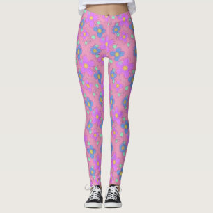 Legging Pernas de Impressão do ponto do rabo da flor rosa