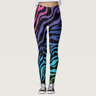 Legging Pernas de impressão do Rainbow Zebra