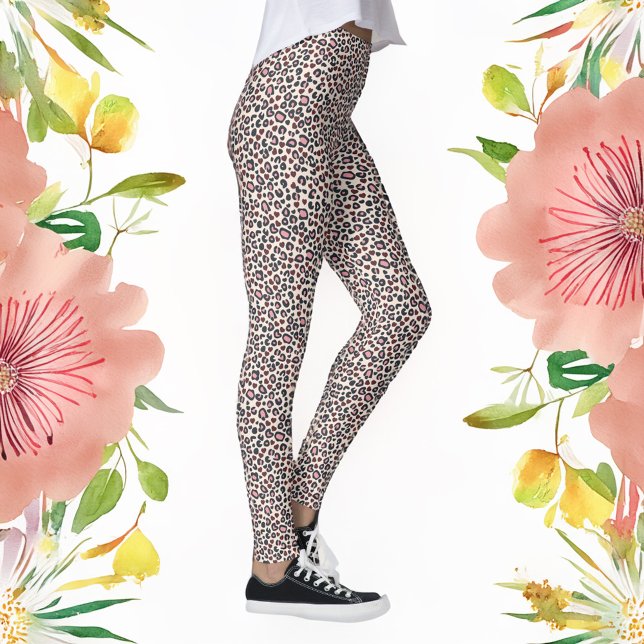 Legging Pernas de Ivory Leopard e Heart Impressão (Criador carregado)