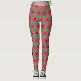 Legging Pernas de mandala de flores vermelhas