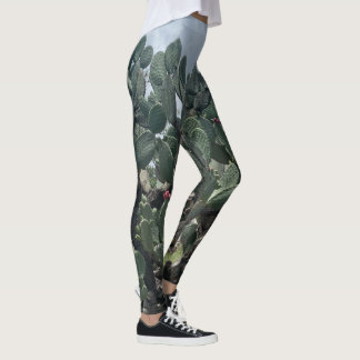 Legging Pernas de Moda de Cactus Flores Azul Verde