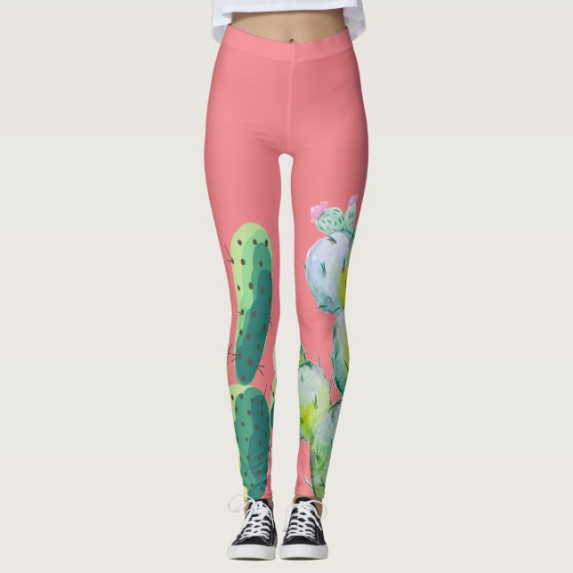 Legging Pernas de mulheres Cactus Boêmia Suculenta Desser (Frente)