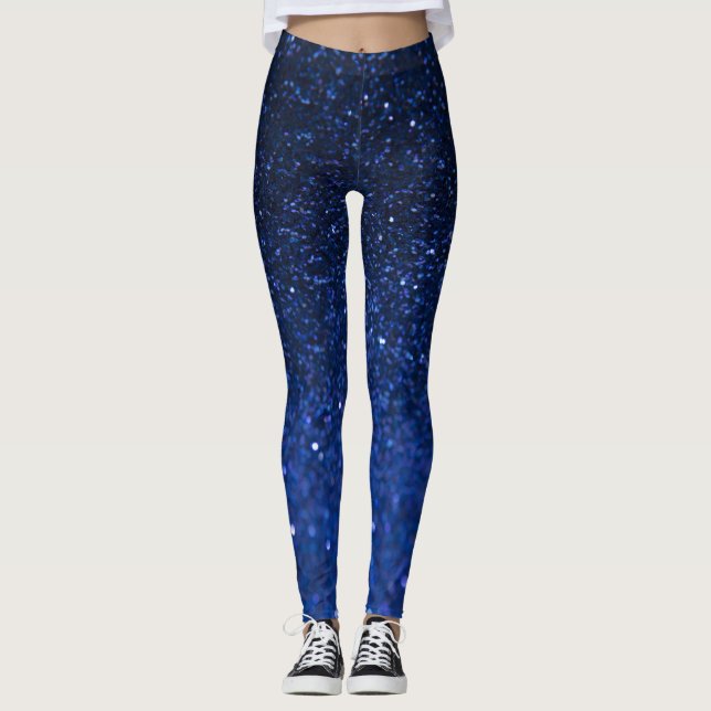 Legging Pernas de mulheres com efeito brilhante azul (Frente)