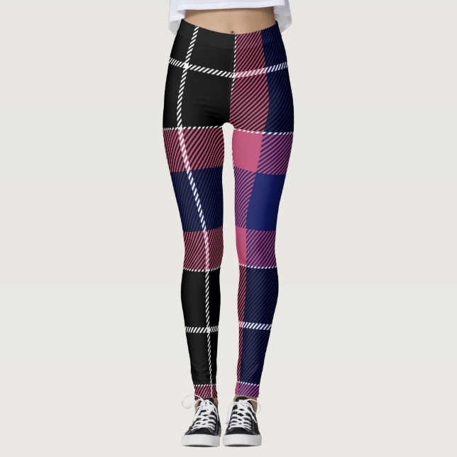 Legging Pernas de mulheres em preto-rosa-azul (Frente)