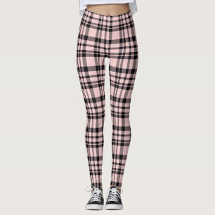 Legging Pernas de mulheres Xadrezes pretas cor-de-rosa