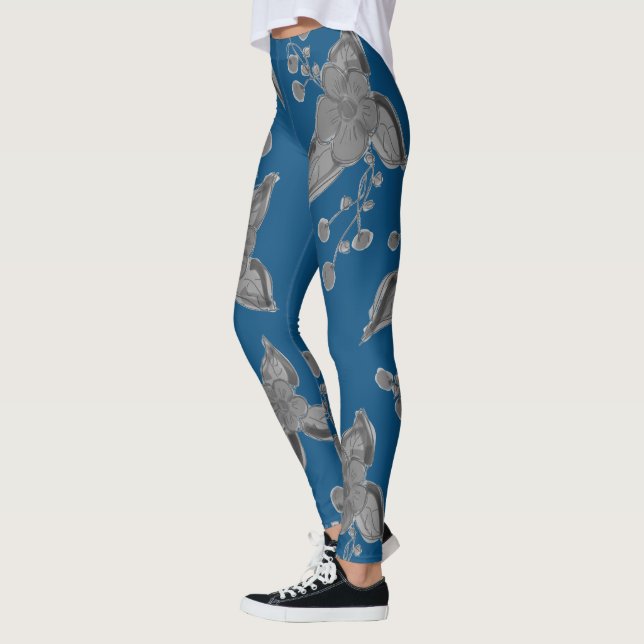 Legging Pernas De Na moda Azul Profundo E Cinza (Esquerda)