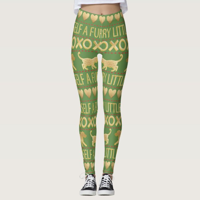 Legging Pernas de Natal Furadas Pequeno Natal (Frente)