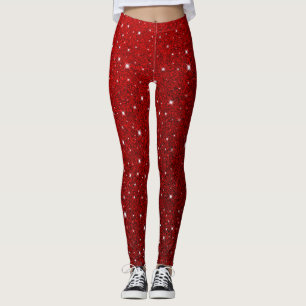 Legging Pernas de Natal Vermelhos com brilho