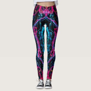 Legging pernas de padrão abstrato púrpura