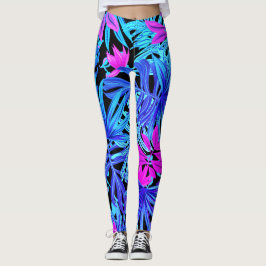 Legging Pernas de palmeiras tropicais fluorescentes