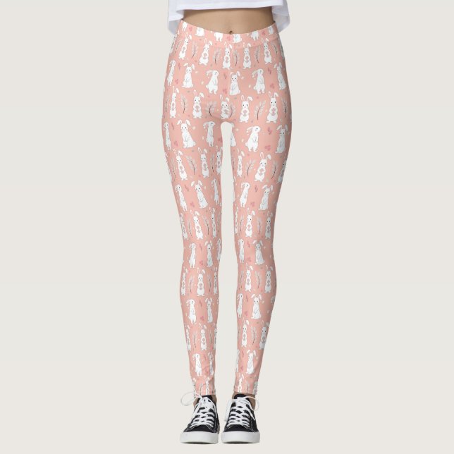 Legging Pernas de Páscoa do Pastel Bunny (Frente)