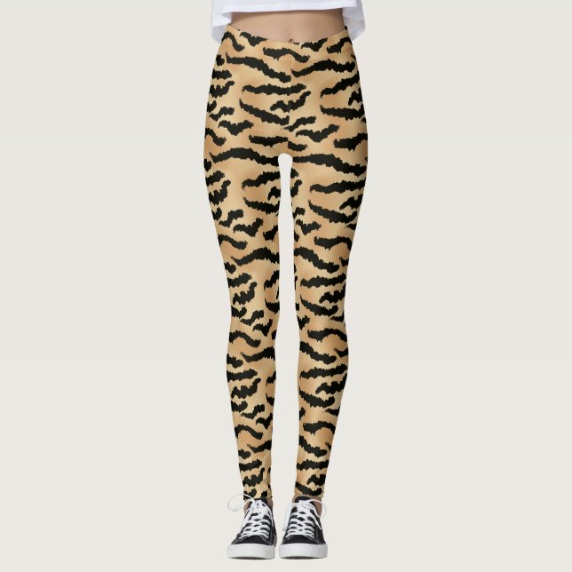 Legging Pernas de pele de Impressão de Tigre Dourado e Pre (Frente)