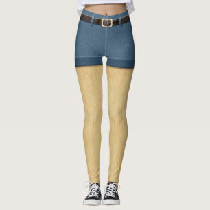 Legging Pernas de peluche de cabelo loiro engraçadas Denim