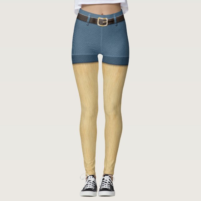 Legging Pernas de peluche de cabelo loiro engraçadas Denim (Frente)