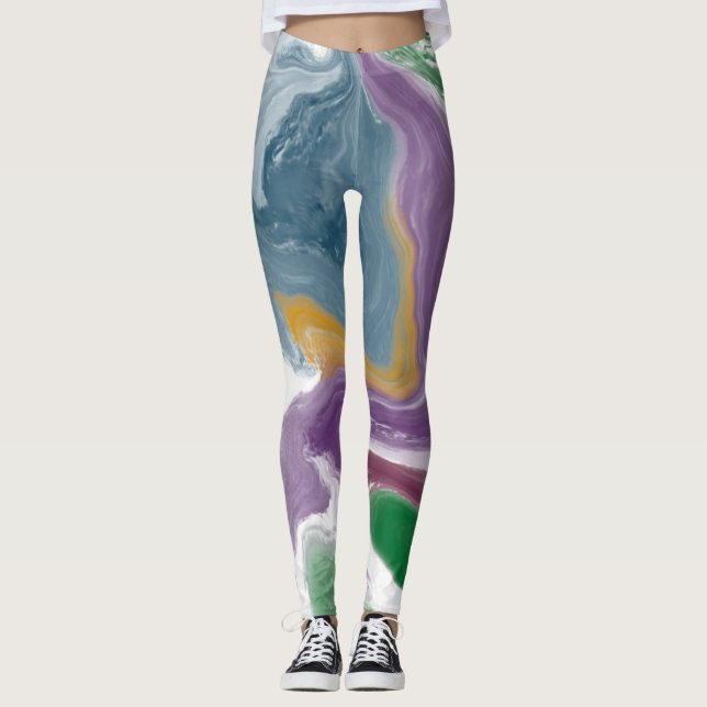 Legging Pernas de pintura de óleo de abstrato (Frente)