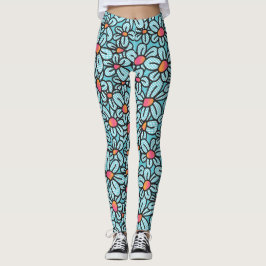 Legging Pernas de Pop de Flor (Aqua)