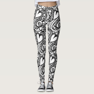 Legging pernas de rabisco cardíaco