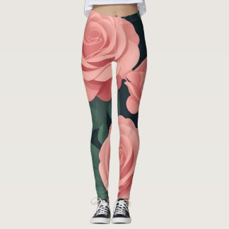 Legging Pernas de rosas rosadas Elegantes sobre fundo escu