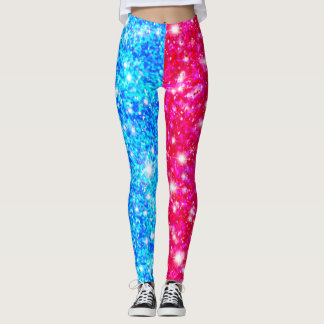 Legging Pernas de Sequência Vermelhas e Azuis Metade do Ha