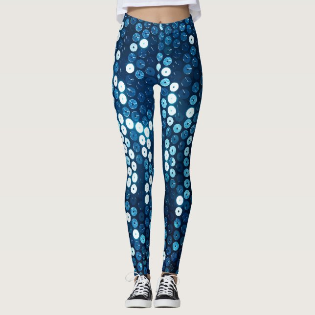 Legging pernas de sequências azuis brilhantes (Frente)