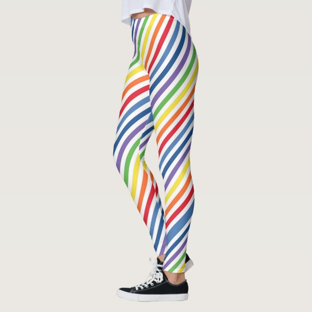 Legging Pernas de stripe do arco-íris (Esquerda)