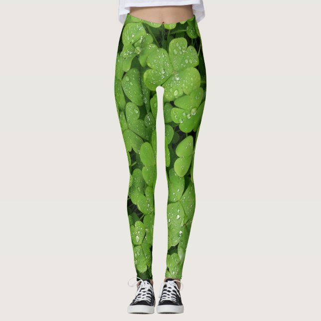 Legging Pernas de trevo verde para Ruas. Dia de Patricks (Frente)