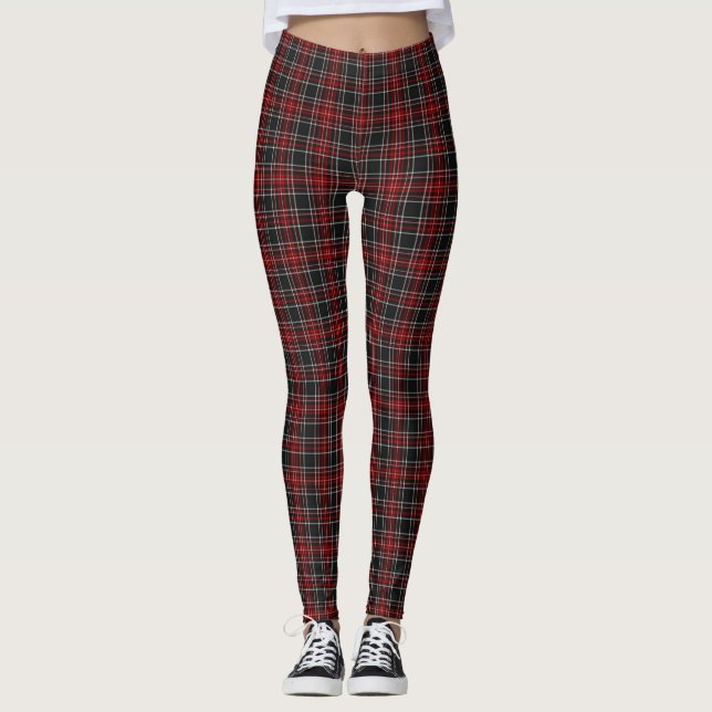 Legging Pernas de Xadrez Escuras/Vermelhas (Frente)