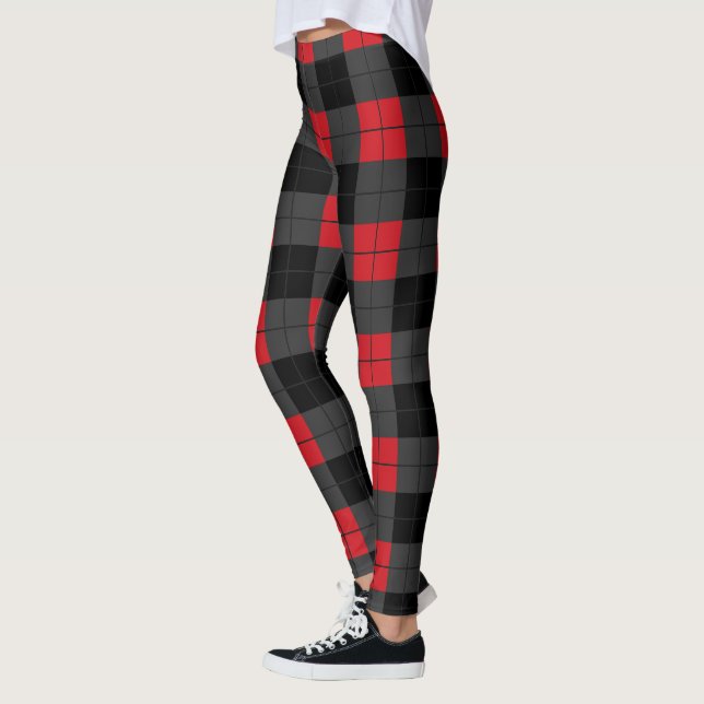 Legging Pernas de Xadrez pretas e vermelhas (Esquerda)