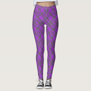 Legging Pernas de Xadrez roxa-branca