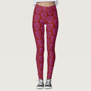 Legging Pernas do Coração Vermelho roxo