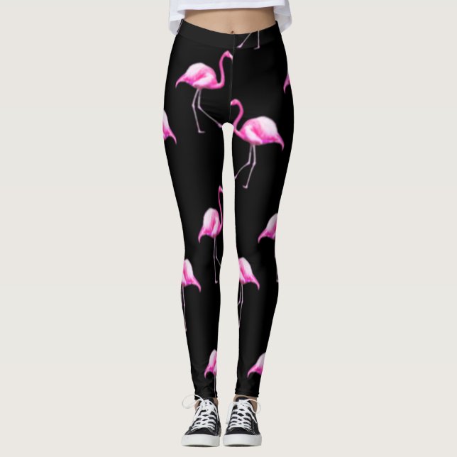 Legging Pernas do flamingo preto (Frente)