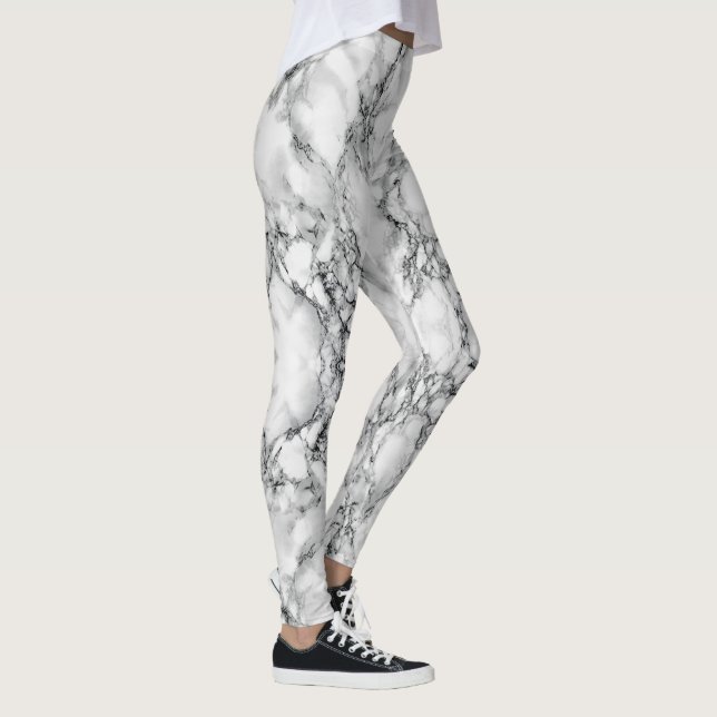 Legging Pernas do Pedaço do Mármore Branco abstrato (Direita)