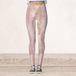 Legging Pernas Douradas e rosa aquarela
