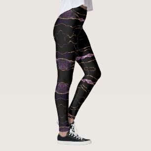 Legging Pernas Douradas Roxas Pretas