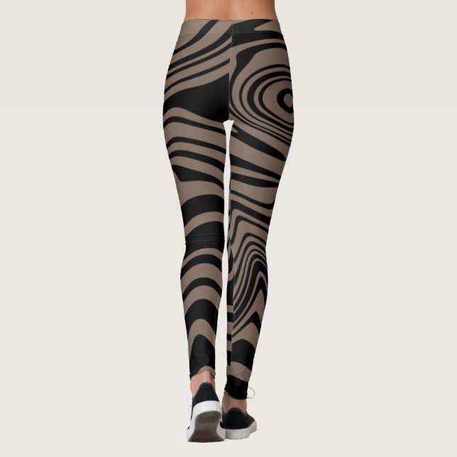 Legging Pernas em abstrato preto e castanho (Verso)