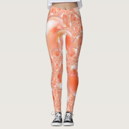 Legging Pernas em design floral de pêssego e creme