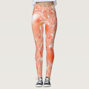 Legging Pernas em design floral de pêssego e creme