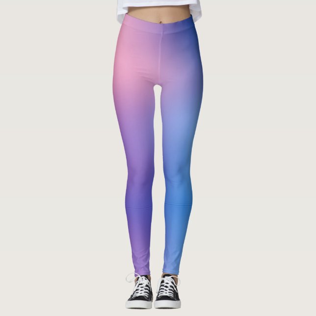 Legging Pernas em pandex/poliéster roxo/rosa/azul. (Frente)