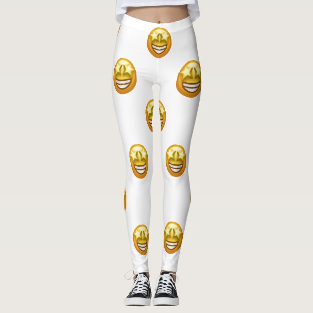 Legging pernas emoji dos olhos das estrelas (Frente)