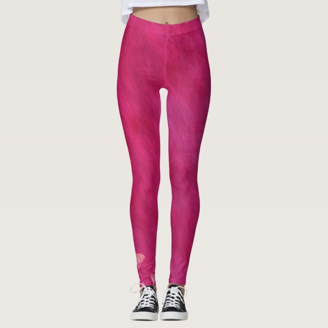 Legging Pernas Empurrar para cima Giro Moda Escura Rosa (Frente)
