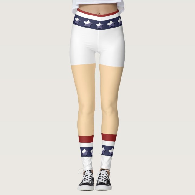 Legging Pernas engraçadas de líder de torcida patriótica e (Frente)