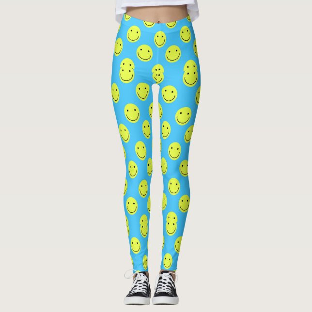 Legging Pernas femininas de rosto feliz (Frente)