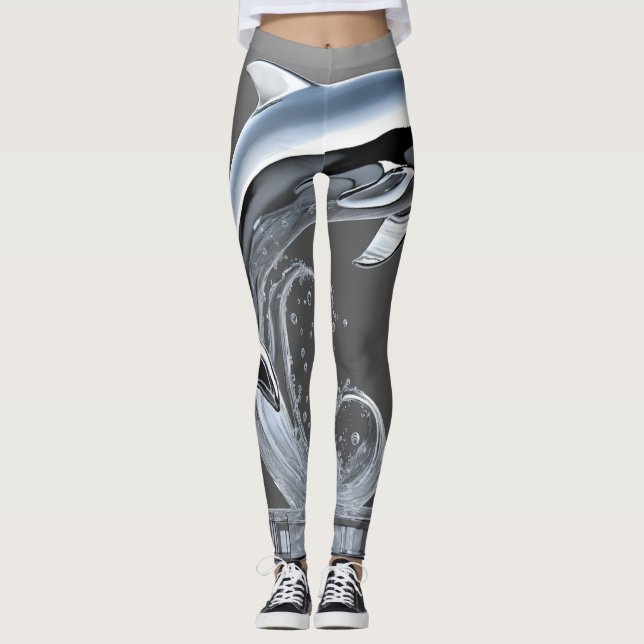 Legging Pernas femininas, onda e golfinho (Frente)